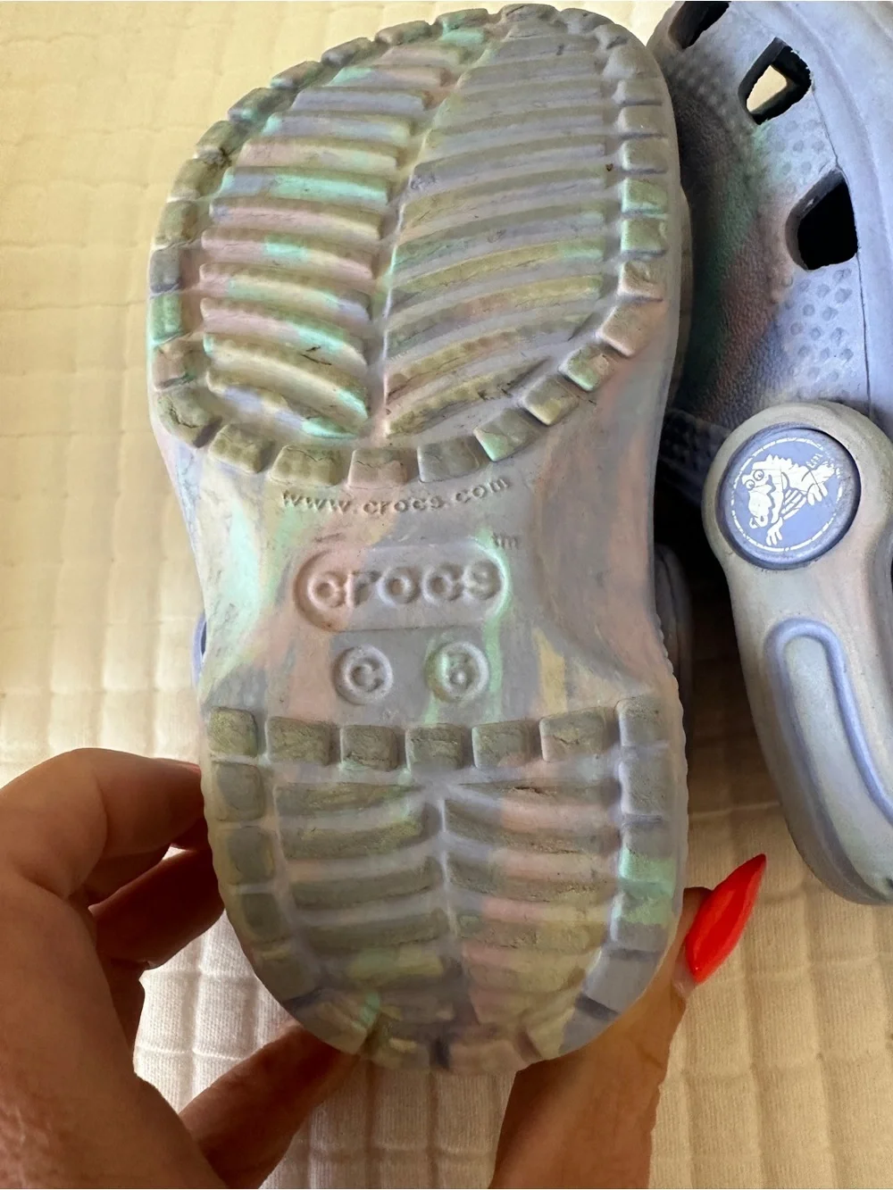 CROCS Kids Iridescent Lavender Green Slip-On Clogs